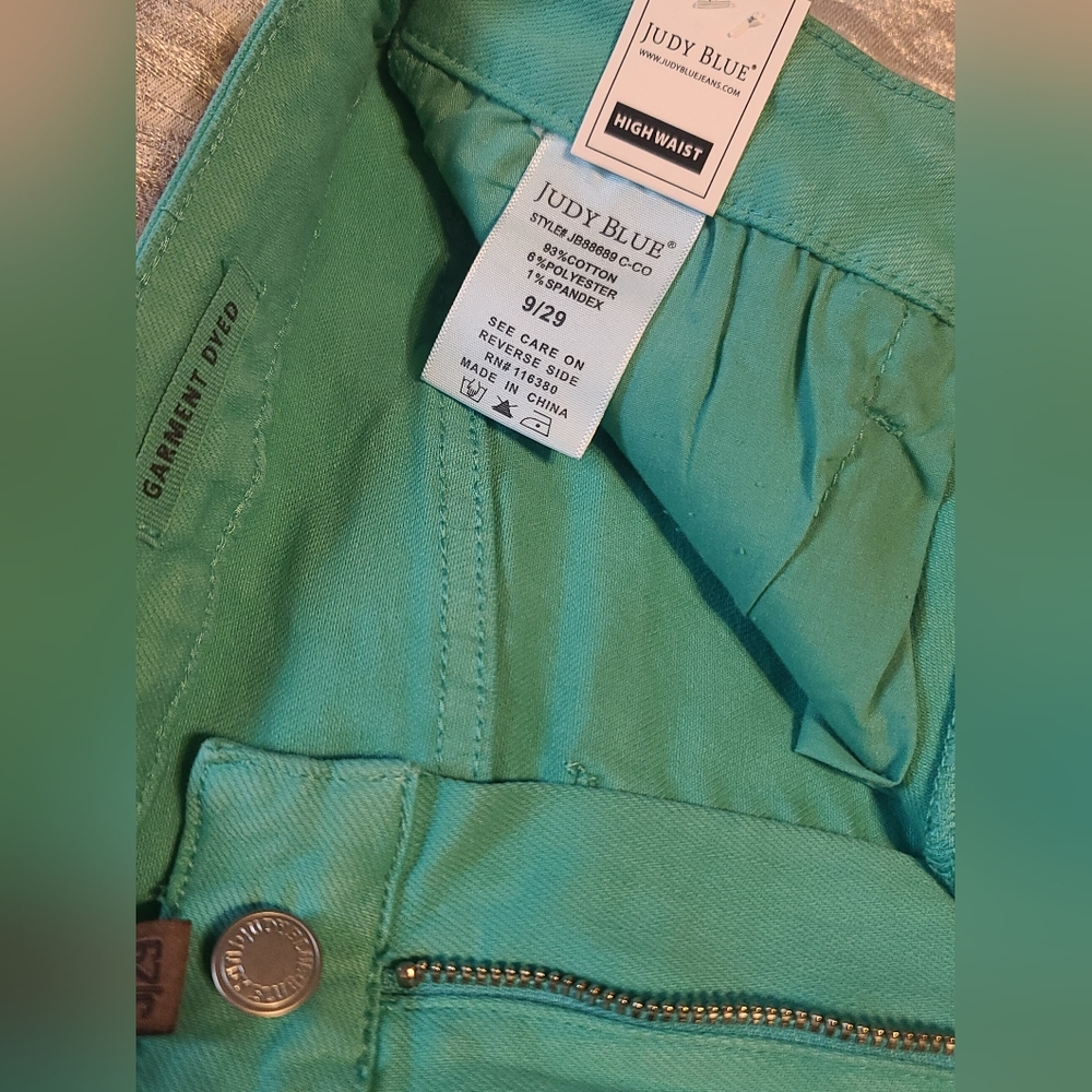 NWT Judy Blue Slim Fit, High Rise Aquamarine Women's Jeans Sz 9 - Picture 6 of 12